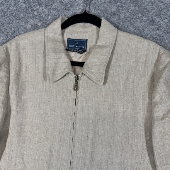 Vintage Daniel Hechter Beige Linen Blend Zip Jacket Size 10  Contemporary Luxury - Picture 3 of 16